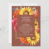 Terracotta Elegante Herfst Waterverf Bloemen Foto Kaart (Voorkant)