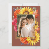 Terracotta Elegante Herfst Waterverf Bloemen Foto Kaart (Achterkant)