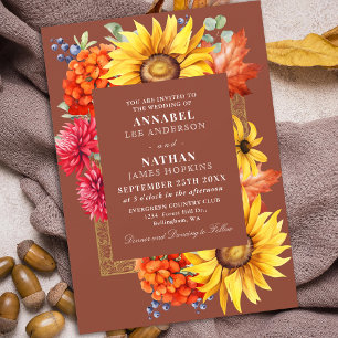Terracotta Elegante Herfst Waterverf Bloemen Kaart
