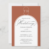Terracotta Elegante Kalligrafie Monogrammed Bruilo Kaart (Voorkant)