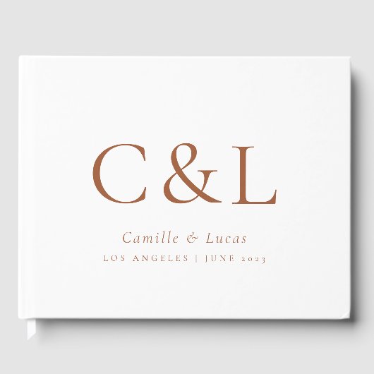 Terracotta Elegante minimalistische bruiloft Gastenboek (Voorkant)