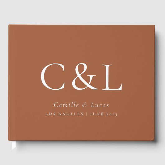 Terracotta Elegante minimalistische bruiloft Gastenboek (Voorkant)