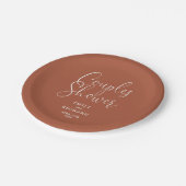 Terracotta Elegante Paren Bruids Trouwdouche Papieren Bordje (Gekanteld)