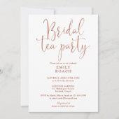 Terracotta Elegante Script Bruids Tea Party Borrel Kaart (Voorkant)