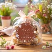 Terracotta Elegante Wilde Bloem Bruiloft Feest Ronde Sticker