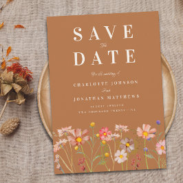 Terracotta Elegante Wildflower Meadow Wedding Save The Date