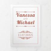 Terracotta  elementen en typografie bruiloft drieluik uitnodiging (Cover)