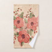 Terracotta en beige Waterverf Floral Bad Handdoek (Handdoek)