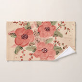 Terracotta en beige Waterverf Floral Bad Handdoek (Handdoek)