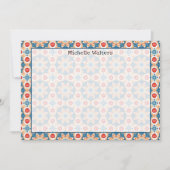 Terracotta en Blauw Patroon Platte Notecard Kaart (Voorkant)