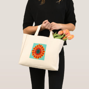 Terracotta en Blauwgroen ventilator Mini Tote Bag