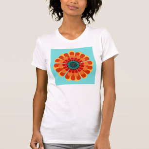 Terracotta en Blauwgroen ventilator T-shirt