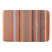 Terracotta en Blue Abstracte Stripes Badmat (Voorkant)