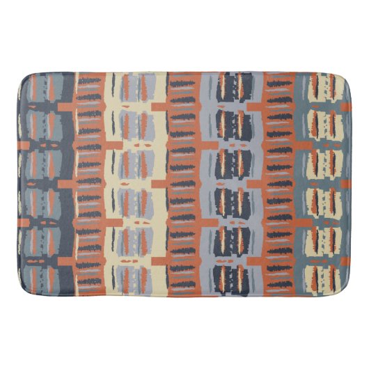Terracotta en Blue Abstracte Stripes Badmat (Voorkant)