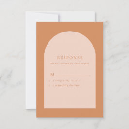Terracotta en Blush Pink Modern Arch Wedding RSVP Kaartje
