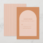 Terracotta en Blush Pink Modern Arch Wedding RSVP Kaartje (Voorkant / Achterkant)