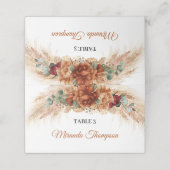 Terracotta en bordeaux bloemen groen & pampa's plaatskaartje (Buitenkant ongevouwen)