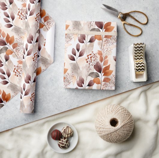 Terracotta en Bourgogne vallen bladeren | Boho Aut Cadeaupapier (Crafts)