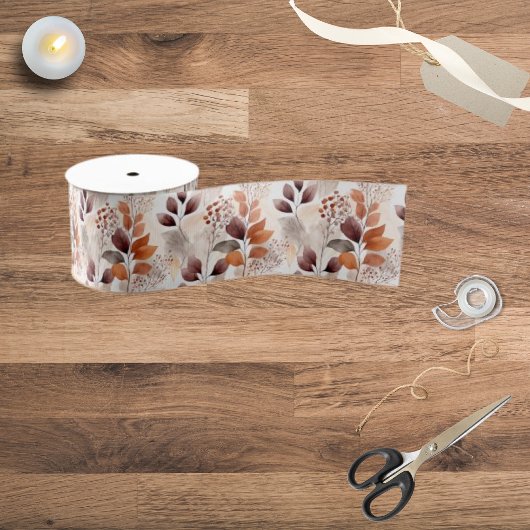 Terracotta en Bourgogne vallen bladeren | Boho Aut Grosgrain Lint