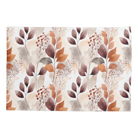 Terracotta en Bourgogne vallen bladeren | Boho Aut Kussensloop (Achterkant)