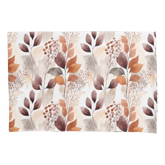 Terracotta en Bourgogne vallen bladeren | Boho Aut Kussensloop (Voorkant)