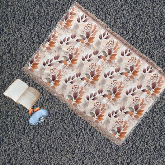 Terracotta en Bourgondië Herfstbladeren | Boho Her Deken