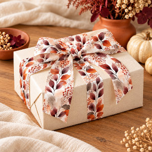 Terracotta en Bourgondië Herfstbladeren Boho Her Grosgrain Lint