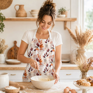 Terracotta en Bourgondië Herfstbladeren Boho Her Schort