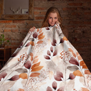 Terracotta en Bourgondië Herfstbladeren Boho Her Sherpa Deken