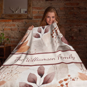 Terracotta en Bourgondië Herfstbladeren Boho Her Sherpa Deken