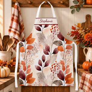 Terracotta en Bourgondië Herfstbladeren Custom B Schort