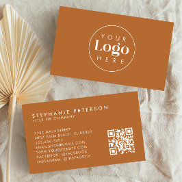 Terracotta en Crème Aangepast Bedrijfslogo QR-code Visitekaartje