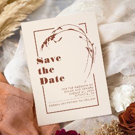 Terracotta en Ecru minimalist sparen de datum Save The Date
