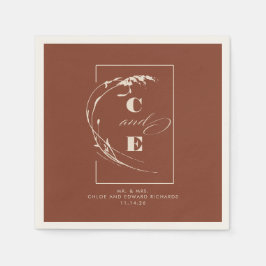 Terracotta en Ecru Modern Wedding Monogram Servet