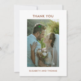 Terracotta en foto elegante bruiloft bedankkaart