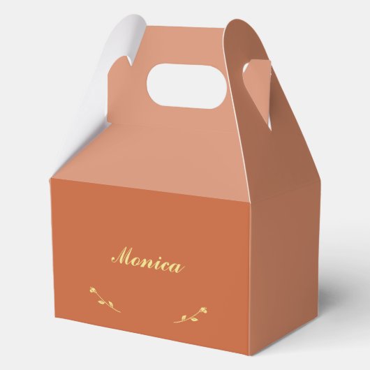 Terracotta en goud bruidsmeisje gunst dozen bedankdoosjes (Voorkant)