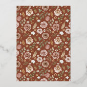 Terracotta en goud Elegante Boho Floral Wedding Folie Uitnodiging (Achterkant)