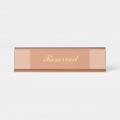 Terracotta en goud gereserveerd teken bureau naambordje (Voorkant)