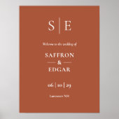 Terracotta en gouden monogram bruiloft welkomstbor poster (Voorkant)