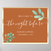 Terracotta en Gouden Proefdinermiddag Welkom Poster (Voorkant)