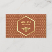 Terracotta en goudhoningraat Honingbijenimker Visitekaartje (Voorkant)