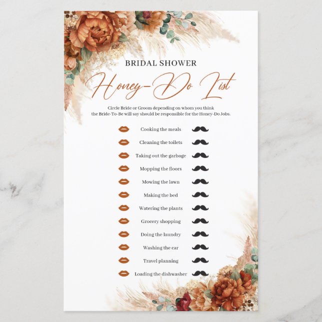 Terracotta en greenery pampas roest Honey-Do List (Voorkant)