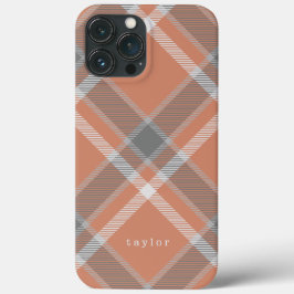 Terracotta en Grey Tartan met naam Case-Mate iPhone Case