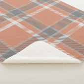 Terracotta en grijs Tartan, geplakt met monogram Sherpa Deken (3/4)