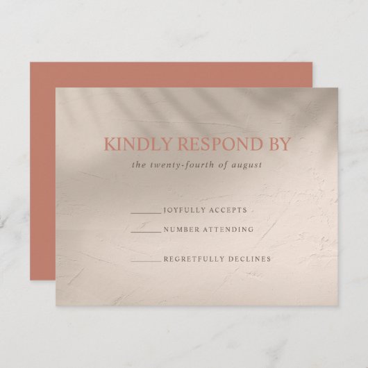 Terracotta en het zand-element RSVP kaartje (Voorkant / Achterkant)