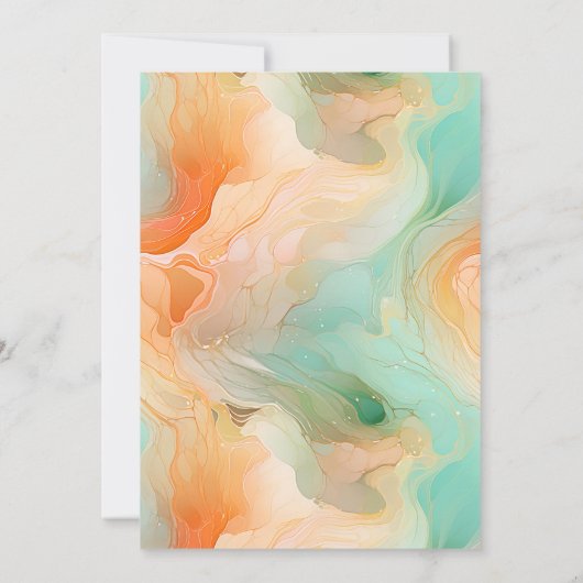 Terracotta en Jade Marmer bruiloft uitnodiging (Achterkant)