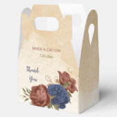 terracotta en marine blauwe bloemen bruiloft bedankdoosjes (Geopend)