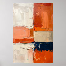 Terracotta en Navy Blue Abstract Impasto