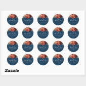 Terracotta en Navy Blue Dank Je Florale Ronde Sticker (Vel)