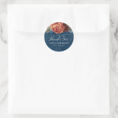 Terracotta en Navy Blue Dank Je Florale Ronde Sticker (Tas)